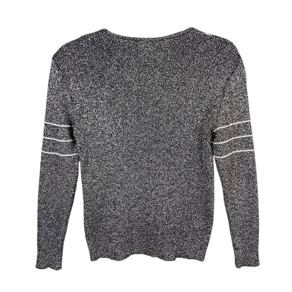 Vtg 50s Macys Associates Wool Pullover Sweater Metallic‎ Italy Large Black